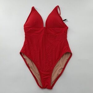J. Crew Deep V Neck French One Piece Swimsuit Red Women’s 12 Swim Swimwear